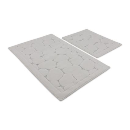 LOT 2x Tapis de salle de bains LINO 60/100 cm beige