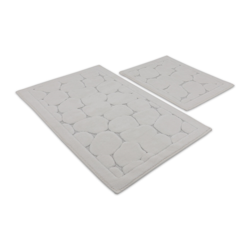 LOT 2x Tapis de salle de bains LINO 60/100 cm beige