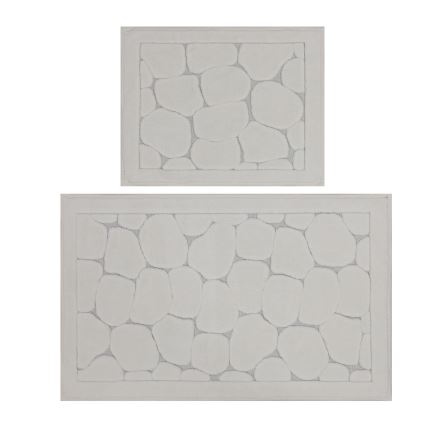 LOT 2x Tapis de salle de bains LINO 60/100 cm beige