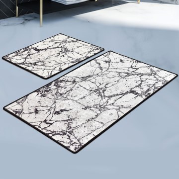 LOT 2x Tapis de salle de bains MARBLE 60/100 cm blanc/noir