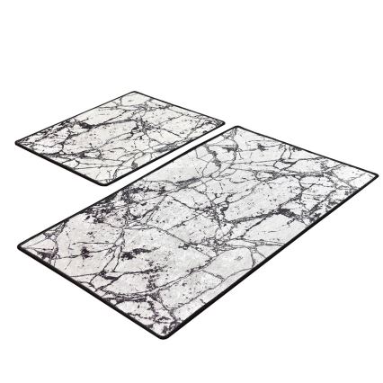 LOT 2x Tapis de salle de bains MARBLE 60/100 cm blanc/noir