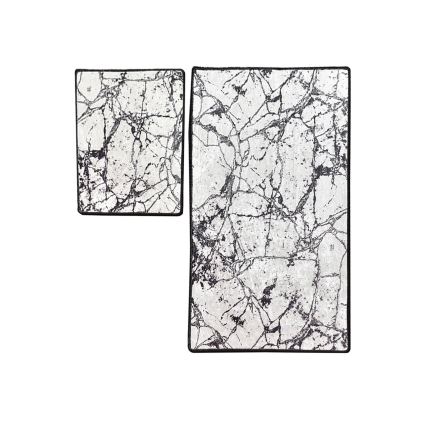 LOT 2x Tapis de salle de bains MARBLE 60/100 cm blanc/noir
