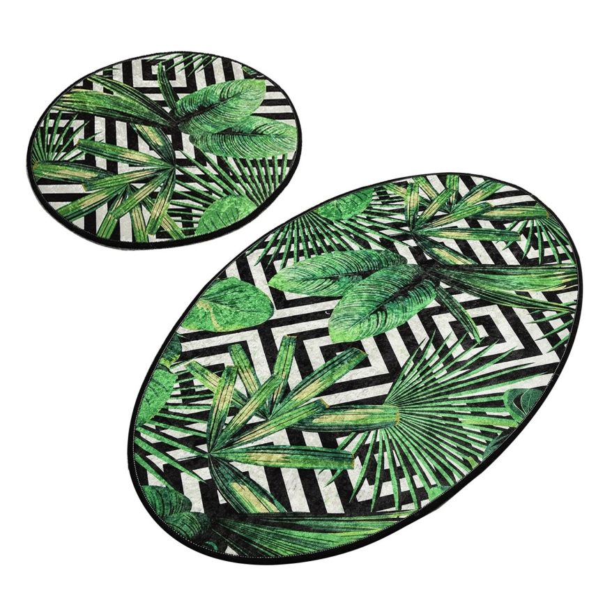 LOT 2x Tapis de salle de bains TROPIC 60/100 cm vert
