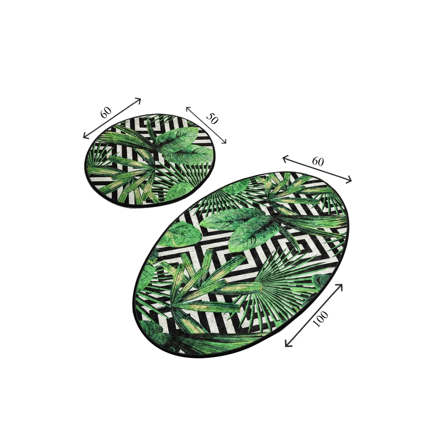 LOT 2x Tapis de salle de bains TROPIC 60/100 cm vert