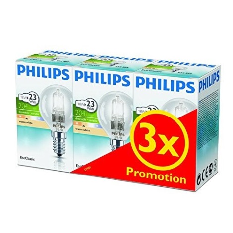 LOT 3x Ampoule halogène à intensité variable Philips E14/18W/230V
