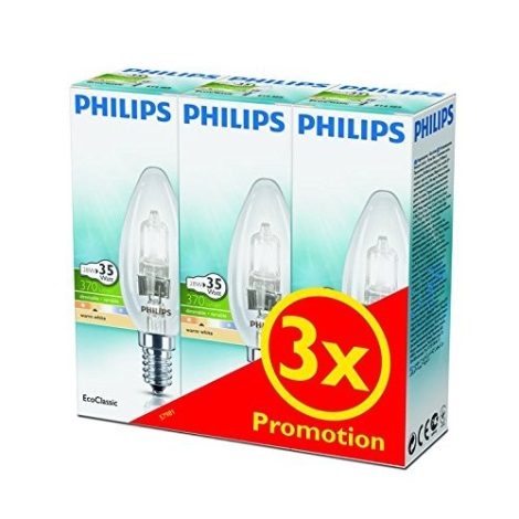 LOT 3x Ampoule halogène à intensité variable Philips E14/28W/230V