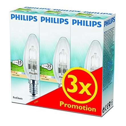 LOT 3x Ampoule halogène à intensité variable Philips E14/28W/230V