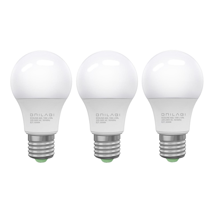 LOT 3x Ampoule LED ECOLINE A60 E27/10W/230V 6500K - Brilagi