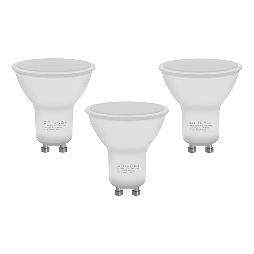 LOT 3x Ampoule LED ECOLINE GU10/6W/230V 4000K - Brilagi