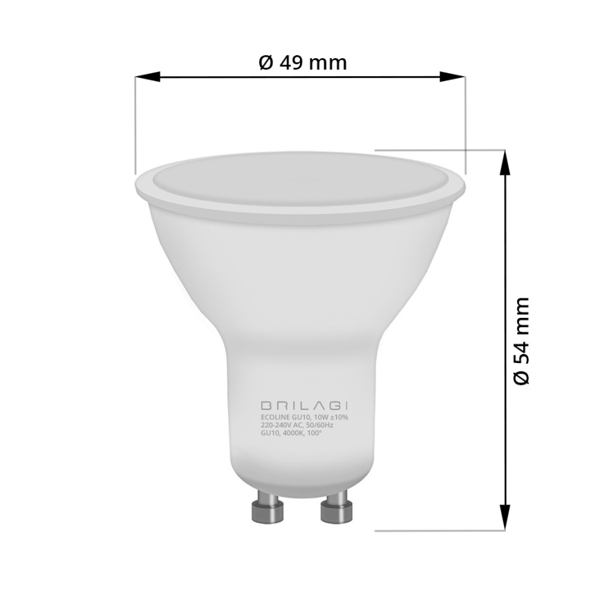 LOT 3x Ampoule LED ECOLINE GU10/6W/230V 4000K - Brilagi