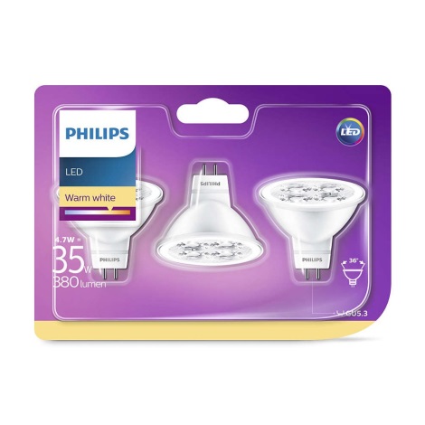LOT 3x Ampoule LED GU5,3/MR16/4,7W/12V - Philips