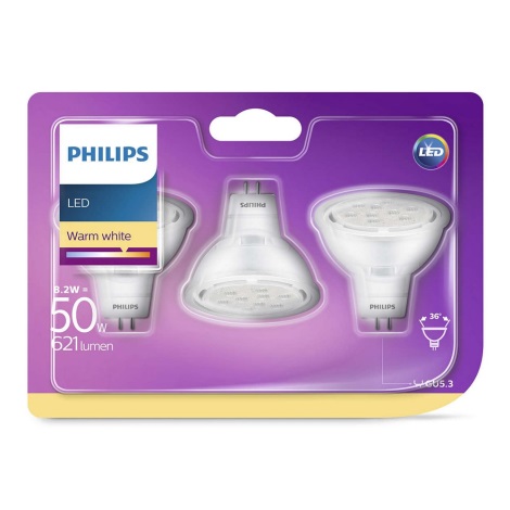 LOT 3x Ampoule LED GU5,3/MR16/8,2W/12V 2700K - Philips