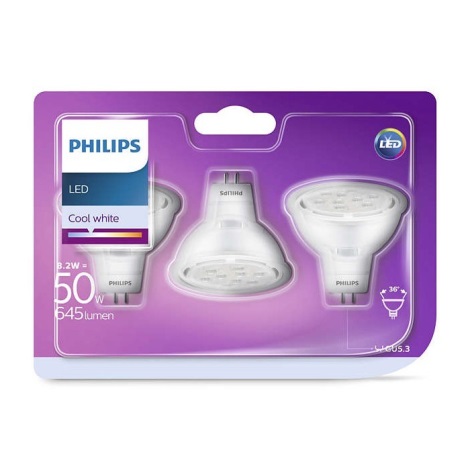 LOT 3x Ampoule LED GU5,3/MR16/8,2W/12V 4000K - Philips