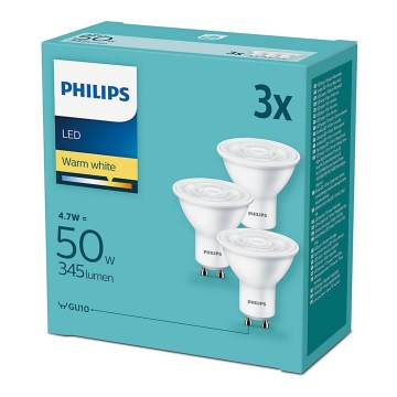 LOT 3x Ampoule LED Philips GU10/4,7W/230V 2700K