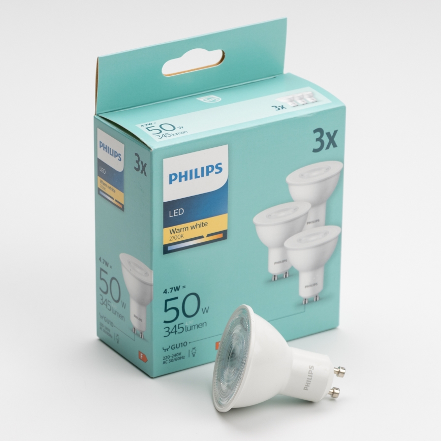 LOT 3x Ampoule LED Philips GU10/4,7W/230V 2700K