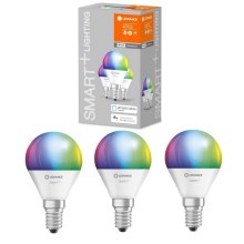 LOT 3x Ampoule LED RGBW à intensité variable SMARæ©T + E14 / 5W / 230V 2700K-6500K - Ledvance