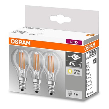 LOT 3x Ampoule LED VINTAGE P40 E14/4W/230V 2700K - Osram