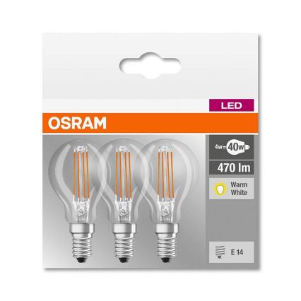 LOT 3x Ampoule LED VINTAGE P40 E14/4W/230V 2700K - Osram