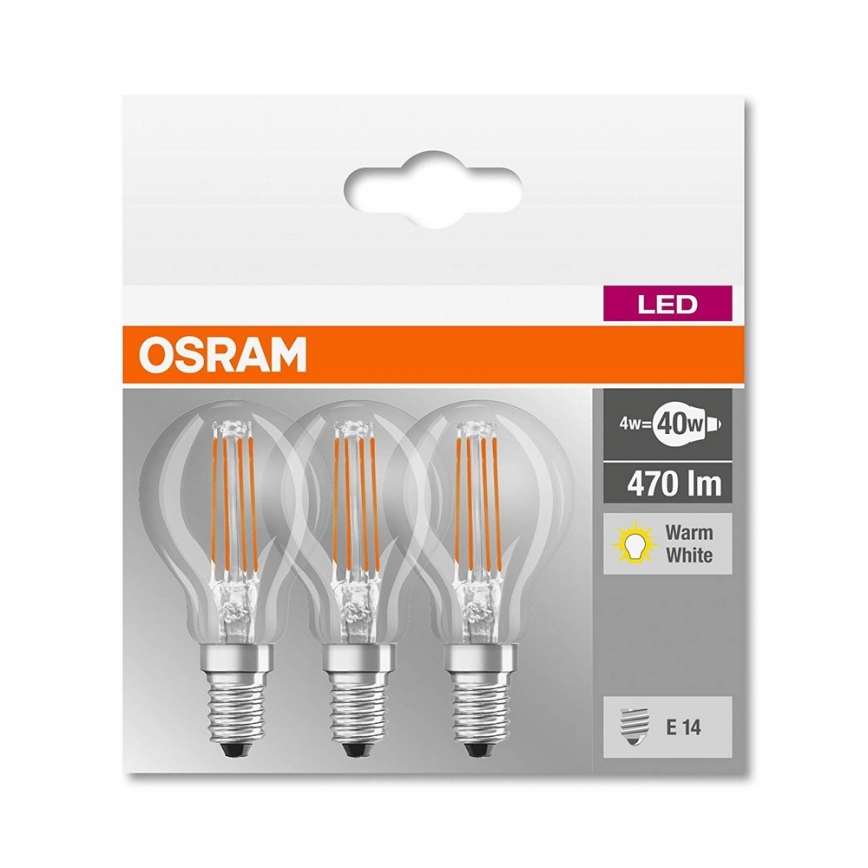 LOT 3x Ampoule LED VINTAGE P40 E14/4W/230V 2700K - Osram