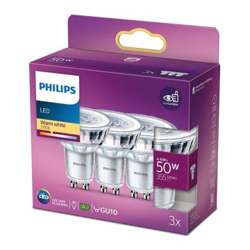 LOT 3x Ampoules LED Philips GU10/4,6W/230V 2700K