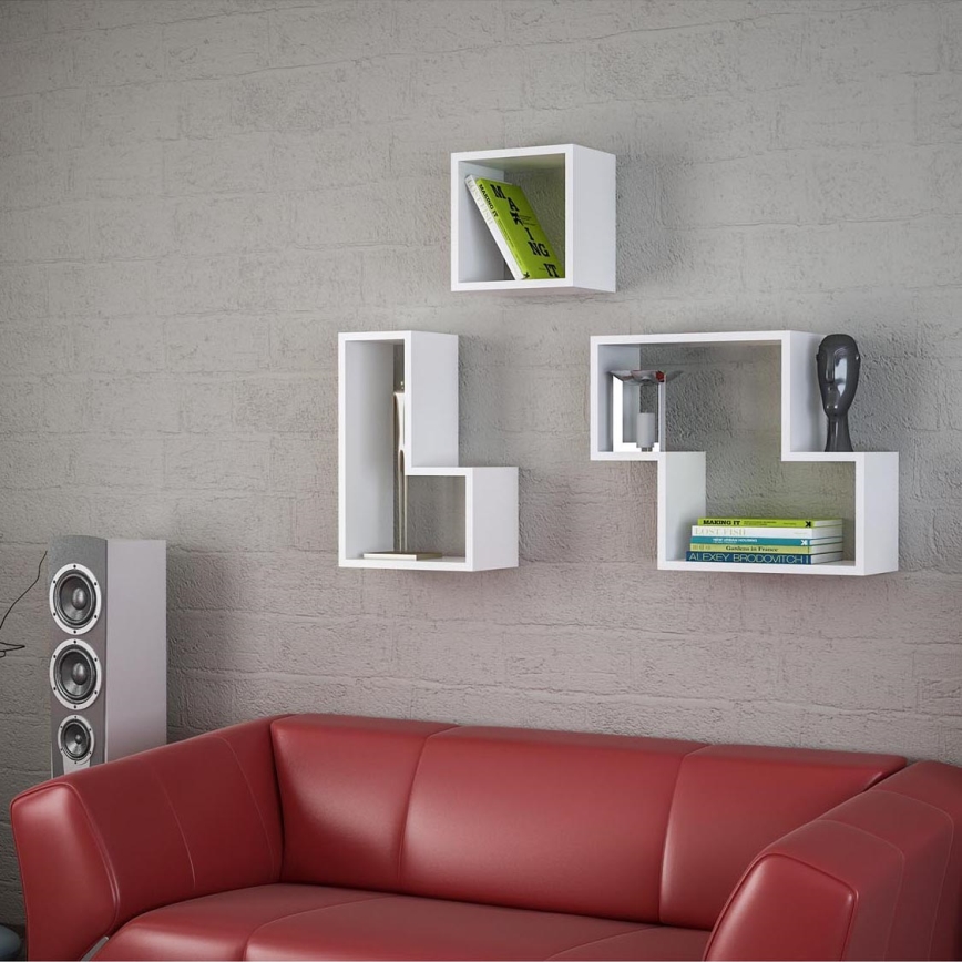 LOT 3x Étagère murale TETRIS blanche