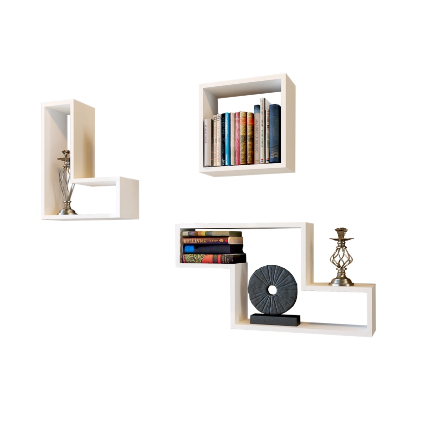 LOT 3x Étagère murale TETRIS blanche