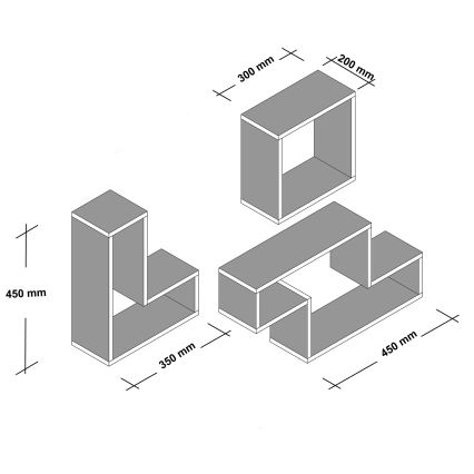 LOT 3x Étagère murale TETRIS blanche