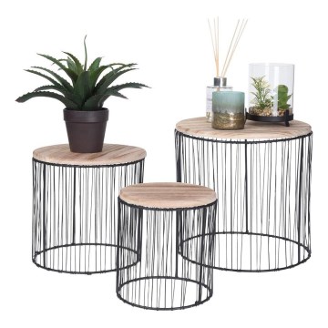 LOT 3x Jardinière d. 19/23/28 cm noir/beige