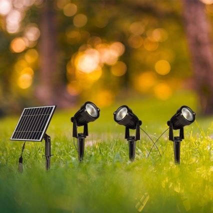 LOT 3x Lampe solaire extérieure 3xLED/1,2W/3,7V IP65 3000K 4000 mAh