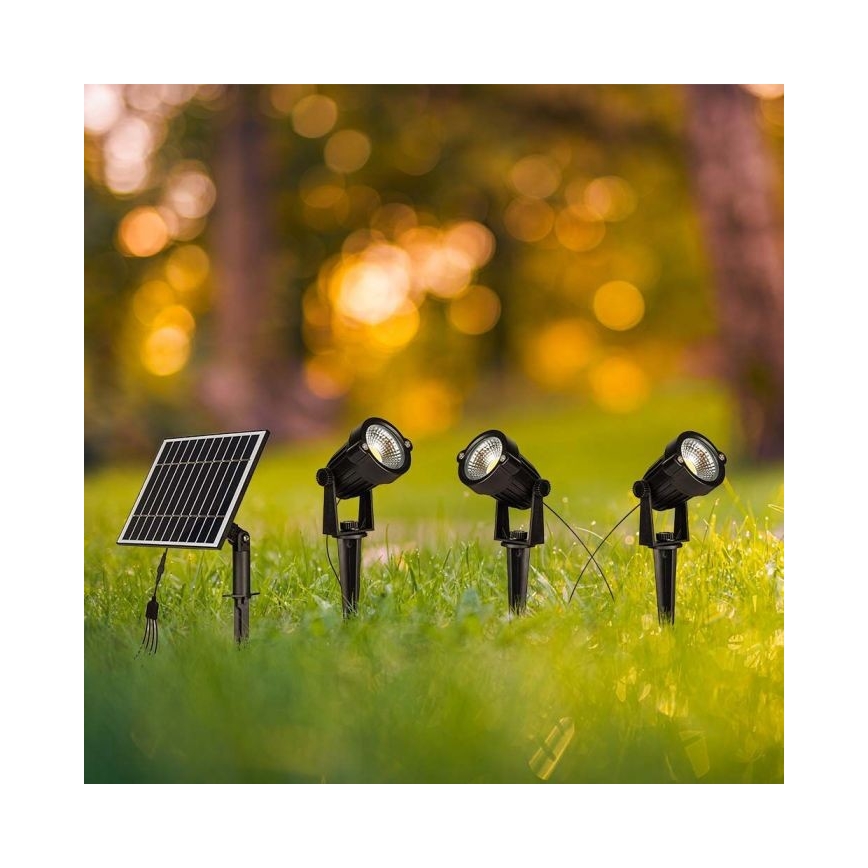 LOT 3x Lampe solaire extérieure 3xLED/1,2W/3,7V IP65 3000K 4000 mAh