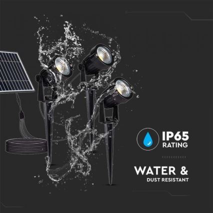 LOT 3x Lampe solaire extérieure 3xLED/1,2W/3,7V IP65 3000K 4000 mAh