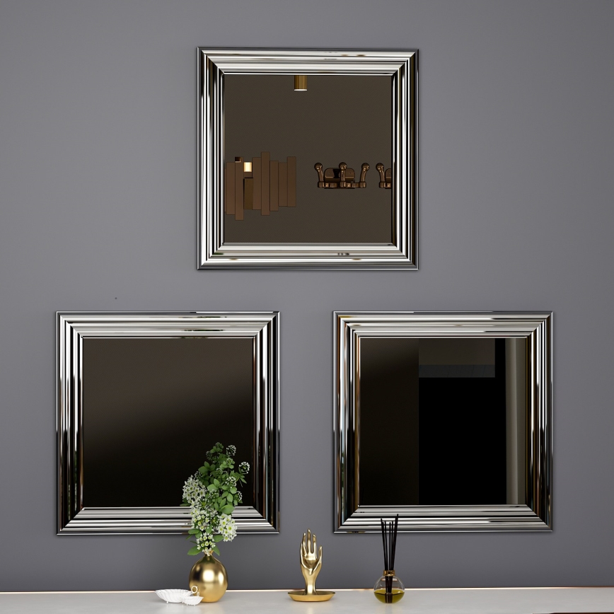LOT 3x Miroir mural OTTO 40x40 cm argent