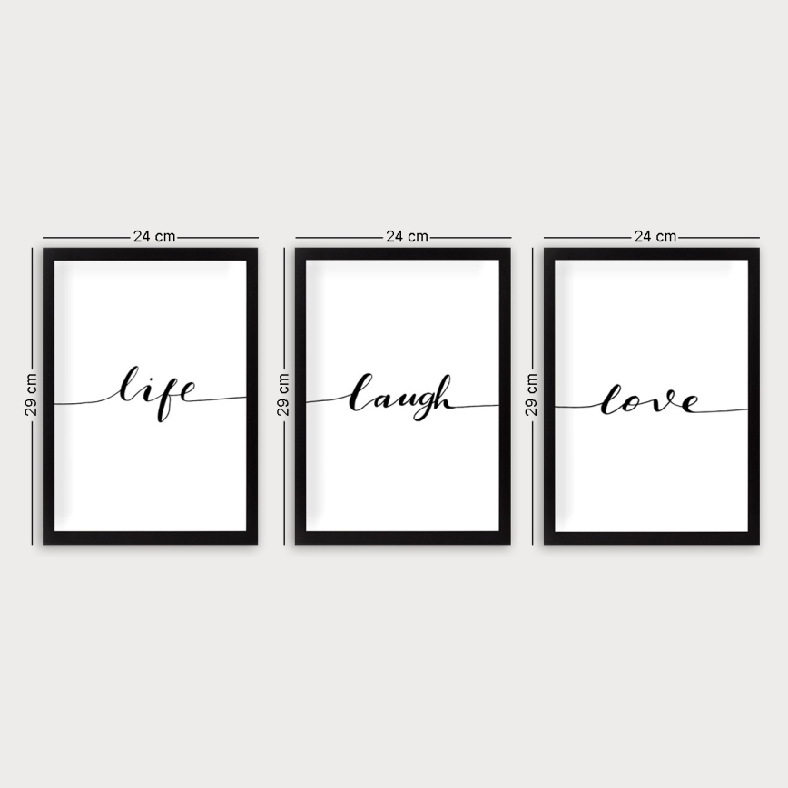 LOT 3x Photo dans un cadre photo 24x29 cm noir