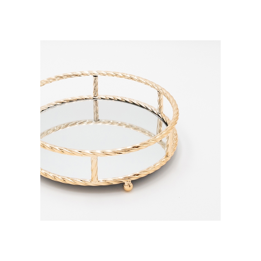 LOT 3x Plateau décoratif d. 27/33/37 cm doré