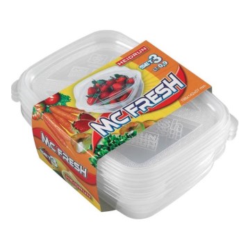 LOT 3x Récipient alimentaire 0,9 l transparent