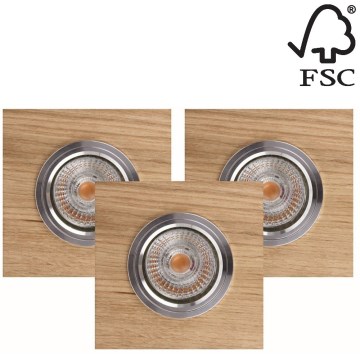 LOT 3x Spot encastrable LED VITAR 1xGU10/5W/230V CRI 90 chêne – FSC certifié