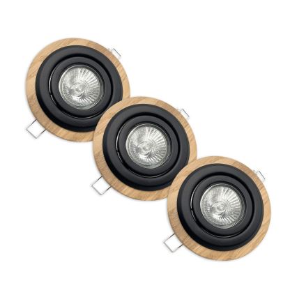 LOT 3x Spot encastrable TOBBY 1xG9/20W/230V d. 11,5 cm chêne/noir