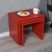 LOT 3x Table basse rouge