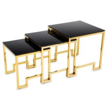 LOT 3x Table basse SAMMEN dorée/noire
