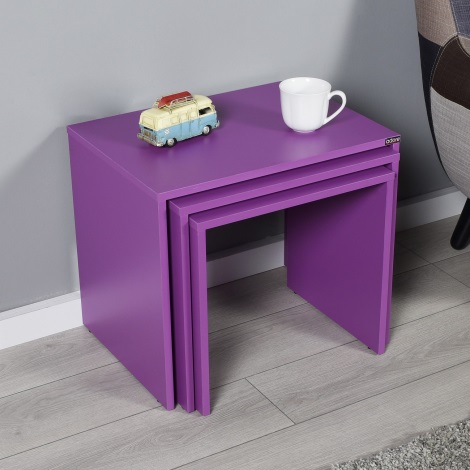 LOT 3x Table basse violet