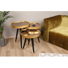 LOT 3x Table d'appoint ALYS doré/noir