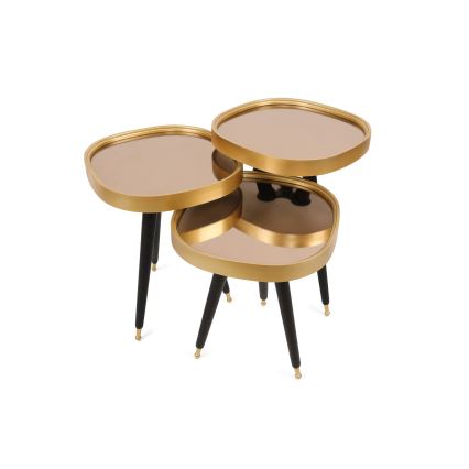 LOT 3x Table d'appoint ALYS doré/noir