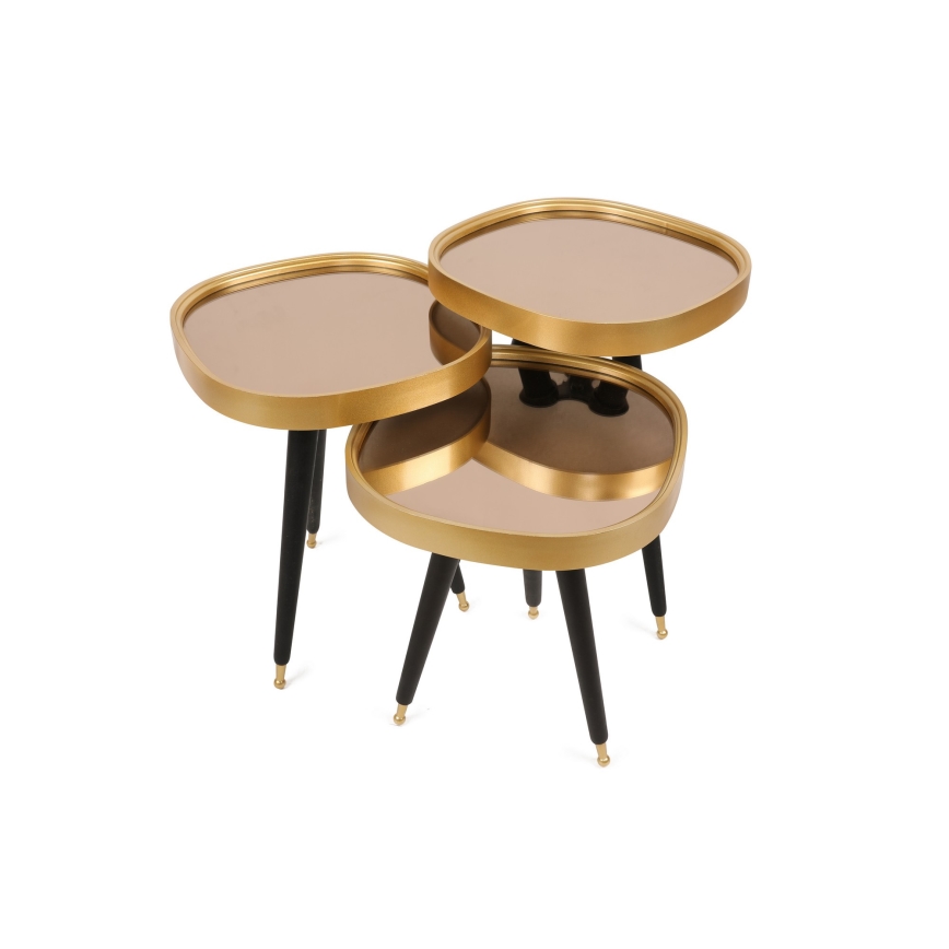 LOT 3x Table d'appoint ALYS doré/noir