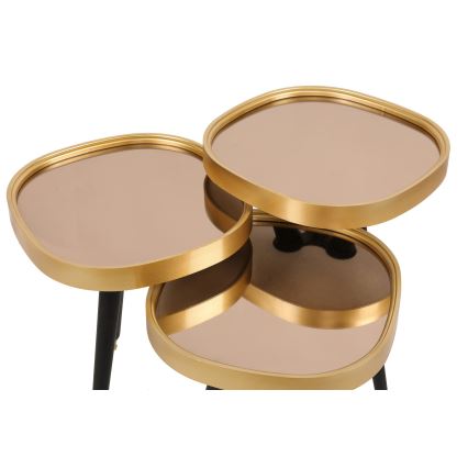 LOT 3x Table d'appoint ALYS doré/noir