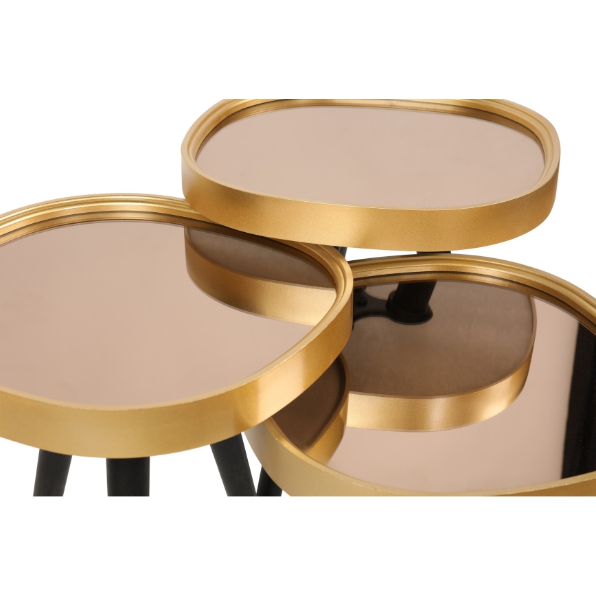 LOT 3x Table d'appoint ALYS doré/noir