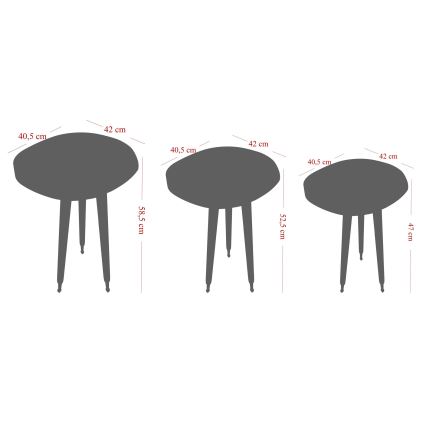 LOT 3x Table d'appoint ALYS doré/noir