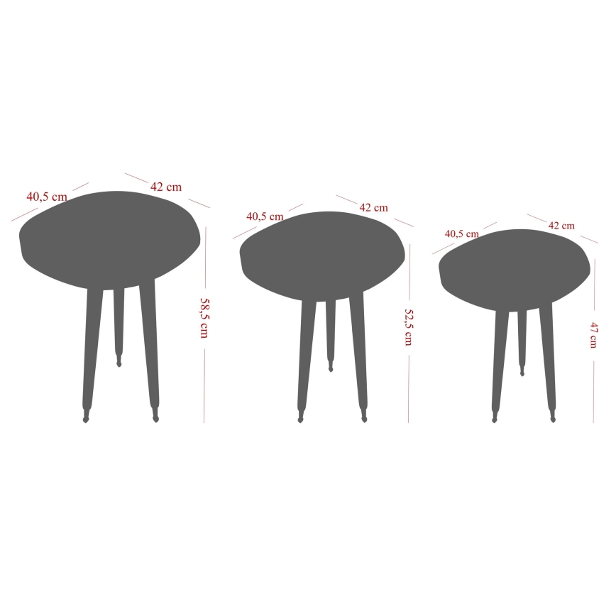 LOT 3x Table d'appoint ALYS doré/noir