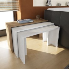 LOT 3x Table d'appoint CANGO blanc/marron