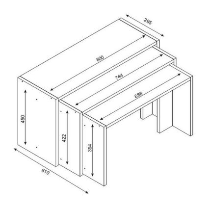 LOT 3x Table d'appoint CANGO blanc/marron