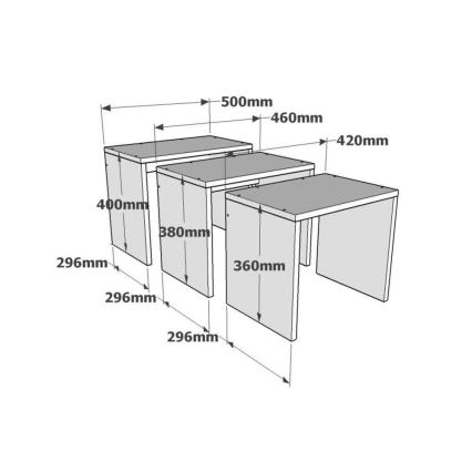 LOT 3x Table d